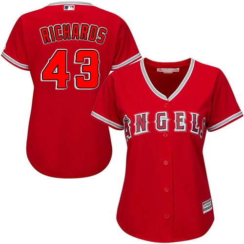 Angels #43 Garrett Richards Red Alternate Women's Stitched MLB Jersey - Click Image to Close